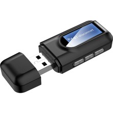 Gui Xulian Bluetooth 5.0 Verici ve Alıcı, 2'si 1 Arada Kablosuz Adaptör, LCD Ekranlı 3,5 mm Aux USB Stereo, Pc Tv Araç Kulaklıkları Için (Yurt Dışından)