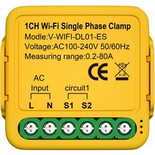 Gui Xulian Tuya Ikili Wifi Enerji Ölçer 80A Kelepçeli Ct Kwh Güç Elektrik Tüketimi Monitörü Alexa Google Home(B) (Yurt Dışından)