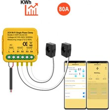 Gui Xulian Tuya Ikili Wifi Enerji Ölçer 80A Kelepçeli Ct Kwh Güç Elektrik Tüketimi Monitörü Alexa Google Home(B) (Yurt Dışından)