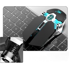 Jingyi Bluetooth Kablosuz Çift Mod Şarjlı Gaming Mouse Sessiz Su Soğutmalı Aydınlatmalı Mekanik Mouse, USB 6 Tuşlu Kablosuz Mouse 6 Değiştirilebilir LED Renk Ergonomik Program (Yurt Dışından)