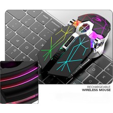 Jingyi Bluetooth Kablosuz Çift Mod Şarjlı Gaming Mouse Sessiz Su Soğutmalı Aydınlatmalı Mekanik Mouse, USB 6 Tuşlu Kablosuz Mouse 6 Değiştirilebilir LED Renk Ergonomik Program (Yurt Dışından)