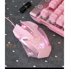 Jingyi 3200DPI Oyun Fareleri Girly Pembe Oyun Faresi Serin Aydınlatmalı Kablolu Kadın Faresi Pc Oyunları Için Hediye (Yurt Dışından)