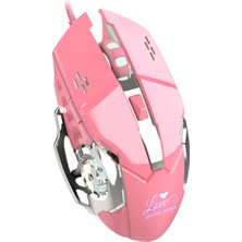 Jingyi 3200DPI Oyun Fareleri Girly Pembe Oyun Faresi Serin Aydınlatmalı Kablolu Kadın Faresi Pc Oyunları Için Hediye (Yurt Dışından)