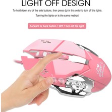 Jingyi 3200DPI Oyun Fareleri Girly Pembe Oyun Faresi Serin Aydınlatmalı Kablolu Kadın Faresi Pc Oyunları Için Hediye (Yurt Dışından)