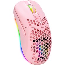 Jingyi Orzerhome Rgb Çift Modlu Petek Kablosuz Şarj Fare Şarj Edilebilir USB 2.4 Ghz Oyun Fareleri Bilgisayar Pc Için Pembe Oyun Faresi (Yurt Dışından)