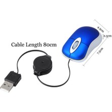 Jingyi Optik Mini Geri Çekilebilir Fare Taşınabilir Mini USB Kablolu Fare Ergonomi Ev Ofis Fareleri Bilgisayar Pc Dizüstü Bilgisayar Için (Yurt Dışından)