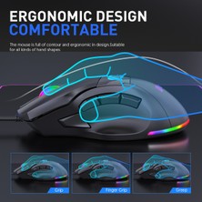 Jingyi Tam Hızlı Çok Düğmeli Oyun Faresi Kablolu 9 Düğmeli Ergonomik Fare Ayarlanabilir DPI7200 Dizüstü Bilgisayar Chromebook Pc Masaüstü Mac Bilgisayar Için Rahat El Siyah (Yurt Dışından)