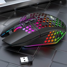 Jingyi X801 Şarj Edilebilir USB 2.4g Kablosuz Rgb Işık Petek Oyun Faresi Masaüstü Pc Bilgisayarlar Dizüstü Dizüstü Fare Mause Gamer Sevimli (Yurt Dışından)