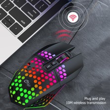 Jingyi X801 Şarj Edilebilir USB 2.4g Kablosuz Rgb Işık Petek Oyun Faresi Masaüstü Pc Bilgisayarlar Dizüstü Dizüstü Fare Mause Gamer Sevimli (Yurt Dışından)