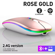 Jingyi Şarj Edilebilir Bluetooth Kablosuz Fare 2.4 Ghz USB Rgb 1600 Dpı Bilgisayar Için Fare Dizüstü Tablet Pc Macbook Oyun Fare Gamer (Yurt Dışından)