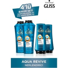 Gliss Aqua Revive Hyaluron ve Deniz Yosunu içeren Nemlendirici Şampuan 500 ml x 2 Adet + Saç Kremi 360 ml x 2 Adet