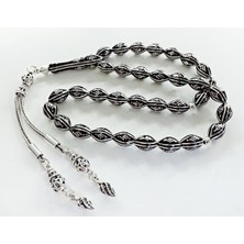 Tesbih Sepetim 925 Ayar Gümüş Arpa Kesim Erzurum Oltu Taşı Tesbih