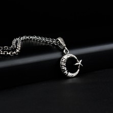 Tesbih Sepetim Göktürkçe Türk Yazılı Ayyıldızlı Gümüş Kolye