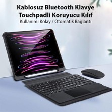 Polhammobile Polham Ipad Pro 12.9 Inch 2020,2021,2022 Uyumlu Standlı Klavyeli Touchpadli Kılıf, Kalem Yerli Uyku Modlu