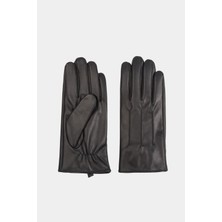 Erkek İçi Yün Astarlı Premium Gerçek Deri Eldiven Siyah Kuzu Derisi Fit Sürücü Eldiveni