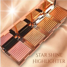Eda Luxury Beauty Rose Pink Love Star Shine Highlighter Işıltılı Ipeksi Saten Aydinlatici Vegan Makeup Glow Palette