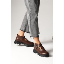 Mio Gusto Norma Kahverengi Kalın Tabanlı Kadın Loafer Ayakkabı