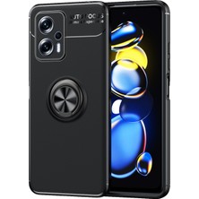 Microcase Xiaomi Redmi Note 12T Pro / Note 11T Pro Focus Serisi Yüzük Standlı Silikon Kılıf - Siyah AL3363