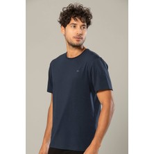 Weweus Lacivert Erkek Modal Comfort Fit Basic T-Shirt 239