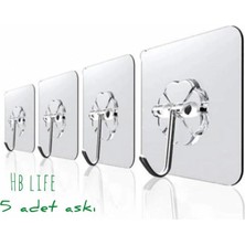 Hb Life 5 Adet 6X6CM Şeffaf Güçlü Kendinden Yapışkanlı Kapı Duvar Askıları Ağır Yük Taşıma