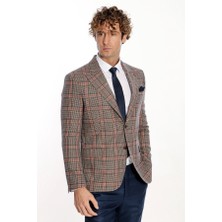 Wessi Ekose Desenli Lacivert Erkek Yün Ceket