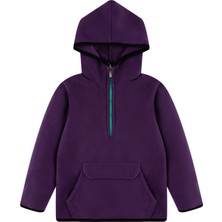 ASL Kids Colors Çocuk Polar Yarım Fermuarlı Kapşonlu Kanguru Cep Sweatshirt Lacivert Unisex