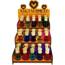 Koku Hanem Aşk-I Sermest Turuncu Ahşap Standlı 60 Adet 8 ml Kırmızı Gül Araç Parfümü Oto Araba Kokusu