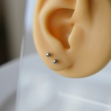 Heppii Cerrahi Çelik 3 mm Top Küpe Gümüş Renk