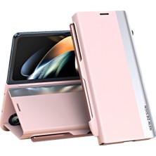 Yue Store Samsung Galaxy Z Fold 5 5g Için Yan Kaplama Deri Telefon Kılıf - Pembe (Yurt Dışından)