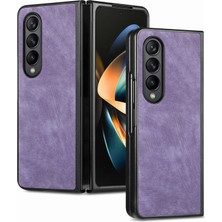 Yue Store Samsung Galaxy Z Fold4 Için Pu Telefon Kılıfı - Mor (Yurt Dışından)