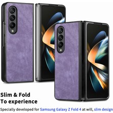 Yue Store Samsung Galaxy Z Fold4 Için Pu Telefon Kılıfı - Mor (Yurt Dışından)