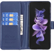 Yue Store Samsung Galaxy Z Fold4 Için Kafes Cüzdan Deri Telefon Kılıf - Mavi (Yurt Dışından)