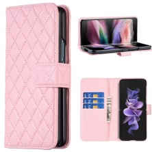 Yue Store Samsung Galaxy Z Fold4 Için Kafes Cüzdan Deri Telefon Kılıf - Pembe (Yurt Dışından)