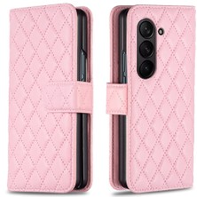 Yue Store Samsung Galaxy Z Fold4 Için Kafes Cüzdan Deri Telefon Kılıf - Pembe (Yurt Dışından)