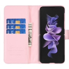 Yue Store Samsung Galaxy Z Fold4 Için Kafes Cüzdan Deri Telefon Kılıf - Pembe (Yurt Dışından)