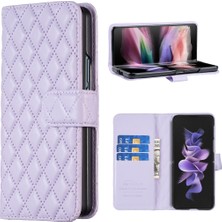 Yue Store Samsung Galaxy Z Fold4 Için Kafes Cüzdan Deri Telefon Kılıf - Mor (Yurt Dışından)