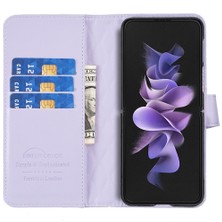 Yue Store Samsung Galaxy Z Fold4 Için Kafes Cüzdan Deri Telefon Kılıf - Mor (Yurt Dışından)