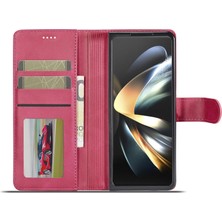 Lc.imeeke Samsung Galaxy Z Fold5 5g Için Deri Telefon Kılıfı - Kırmızı (Yurt Dışından)