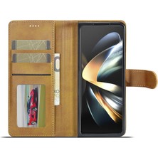 Lc.imeeke Samsung Galaxy Z Fold5 5g Için Deri Telefon Kılıfı - Kahverengi (Yurt Dışından)