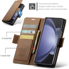 Caseme Samsung Galaxy Z Fold5 Için Rfıd Pu Telefon Kılıfı - Kahverengi (Yurt Dışından)