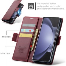 Caseme Samsung Galaxy Z Fold5 Için Rfıd Pu Telefon Kılıfı - Koyu Kırmızı (Yurt Dışından)