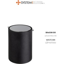 System Hareketli Çöp Kovası Siyah Krom 3 Lt - BA4038 030 R2-Cr