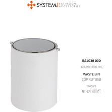 System Hareketli Çöp Kovası Beyaz Krom 3 Lt - BA4038 030 R1-Cr