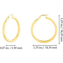 Moom Mücevherat Kadın 14 Ayar Altın Kalın Köşeli Halka Küpe - MTKP2009