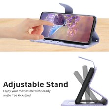 Seashell Digital Samsung Galaxy S20 Ultra Pu Deri Kelebek Çiçek Deseni Için Baskılı Cüzdan Kılıfı Stand Iç Tpu Cilt Touch Duygu Kapağı Kayış Işığı Mor İle (Yurt Dışından)