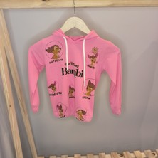 Modarvi Disney Bambi Baskılı Mevsimlik Pembe Kız Çocuk Kapüşonlu Eşofman Takımı