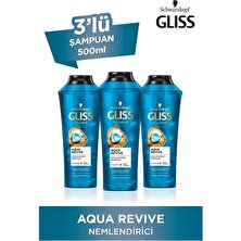 Gliss Aqua Revive Hyaluron ve Deniz Yosunu içeren Nemlendirici Şampuan 500 ml x 3 Adet