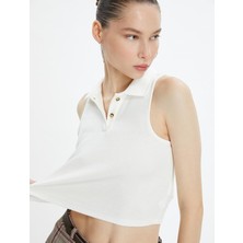 Koton Polo Yaka Düz Ekru Kadın Bluz 3SAL30003IK