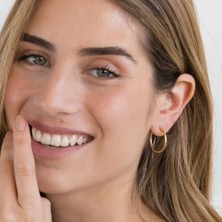 Heppii 18 mm Cerrahi Çelik Gold Halka Küpe