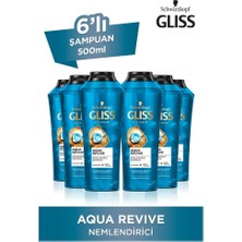 Gliss Aqua Revive Hyaluron ve Deniz Yosunu içeren Nemlendirici Şampuan 500 ml x 6 Adet